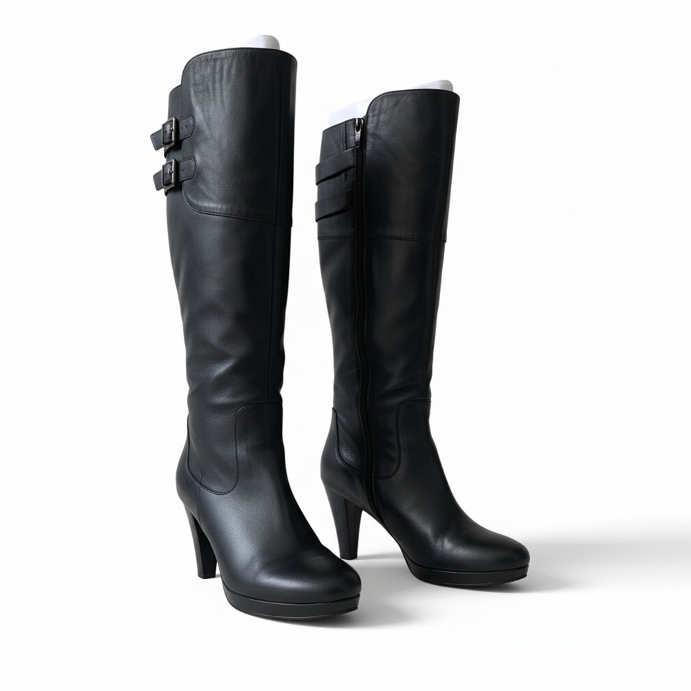 Cole Haan Nike Air Classic Tall Leather Boots with Buckle Detail 9 B NWOT $350